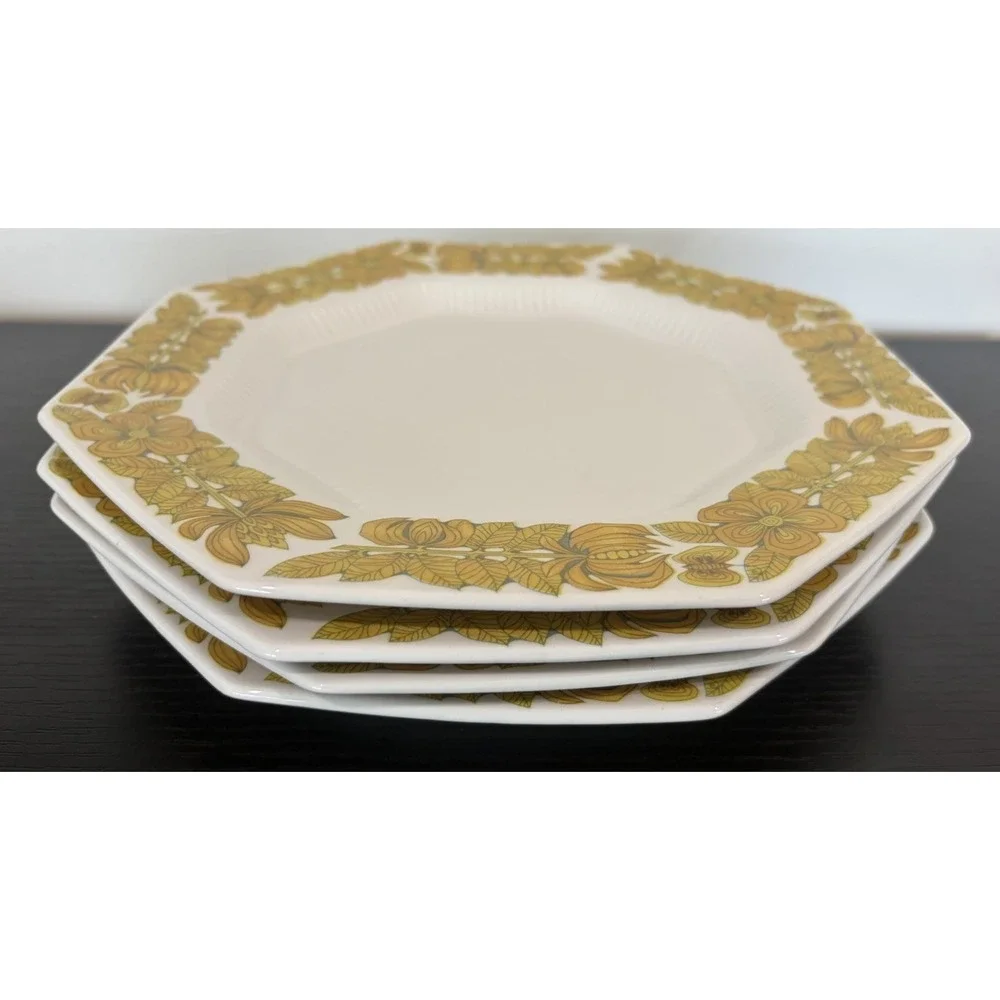 Vintage Set of 4 Yellow Bouquet Dinner Plates Independence Ironstone Japan 11